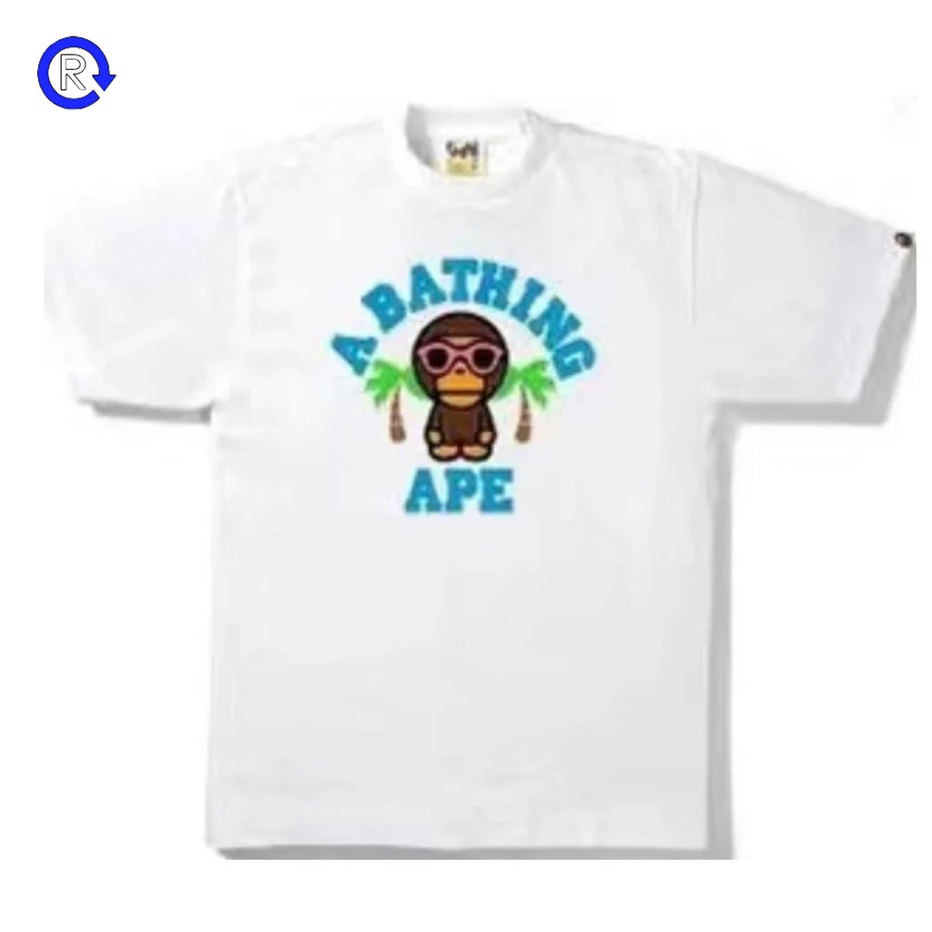 MOUSSY BAPE COLLEGE PATCH TEE 白 bape ファッション MOUSSY BAPE COLLEGE PATCH TEE 白