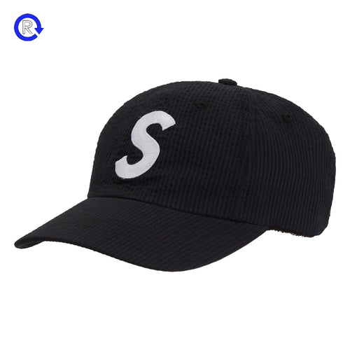 Supreme Black Seersucker S Logo 6-Panel (SS24)