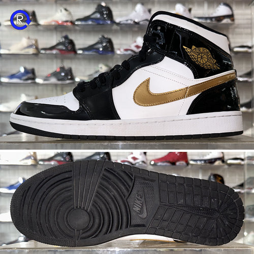 'Black/White/Gold Patent' Air Jordan 1 Mid (2019) | Size 12 Condition: 9/10. (PGH)