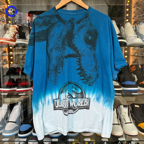 Jurassic Park Blue Tie Dye T-Rex Logo Tee