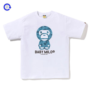 Bape White/Blue Honeycomb Camo Baby Milo Tee