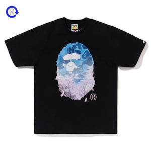 Bape Black Sakura Photo Ape Head Tee