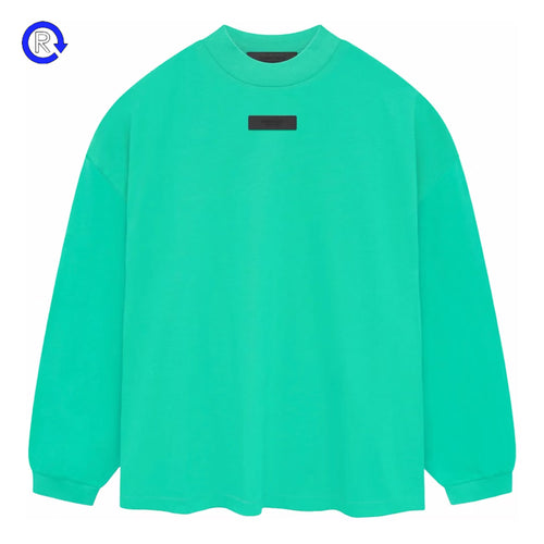 Fear of God Essentials Mint Rubber Logo LS Tee (NEW)