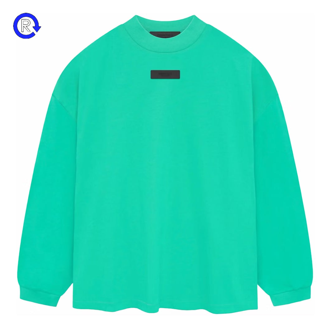 Fear of God Essentials Mint Rubber Logo LS Tee (NEW)