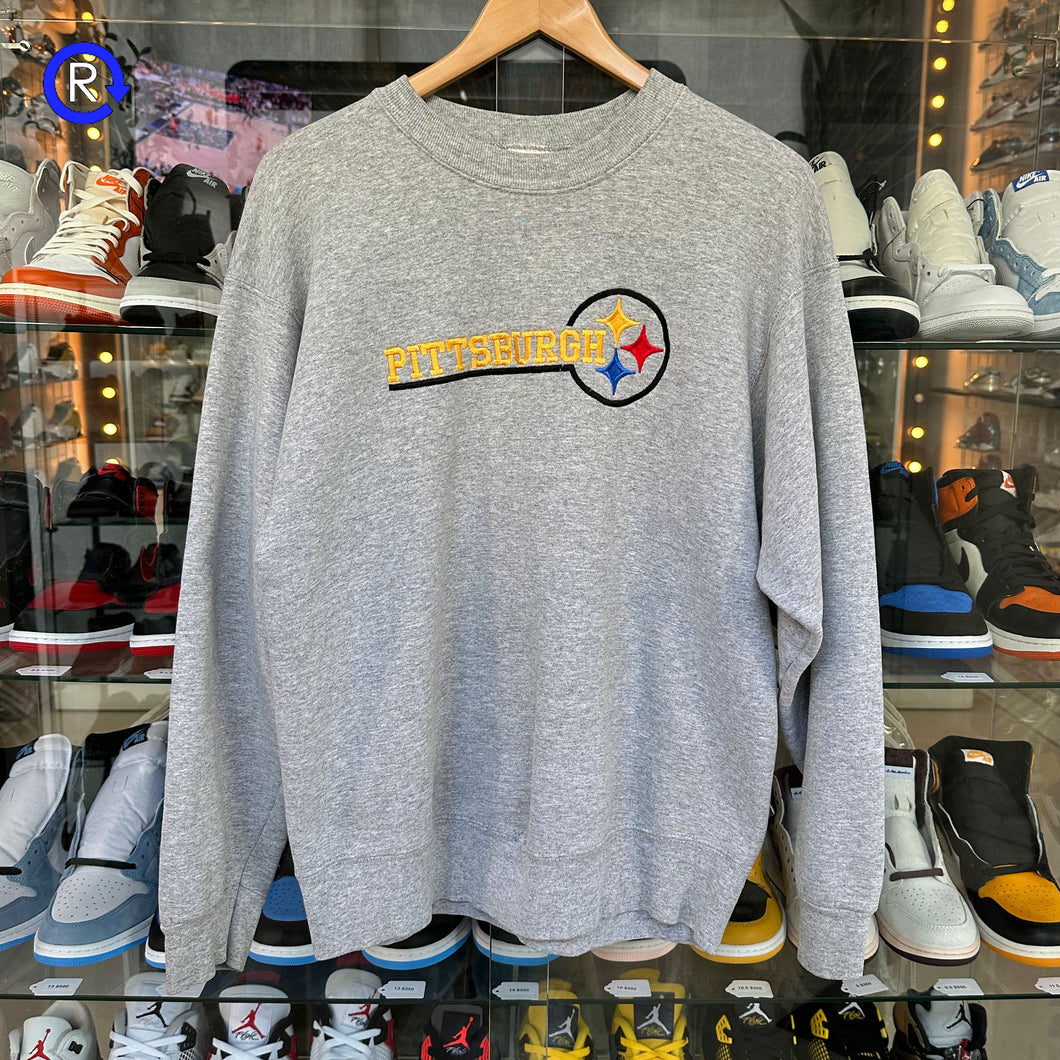 Pittsburgh Steelers Heather Grey Embroidered Crewneck