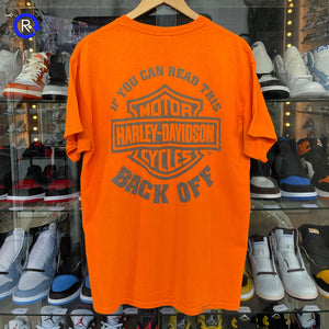 Harley-Davidson Orange Three Rivers If You Can Read This Back Off Tee