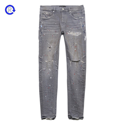 Purple Brand Washed Grey Paint Repair Jeans