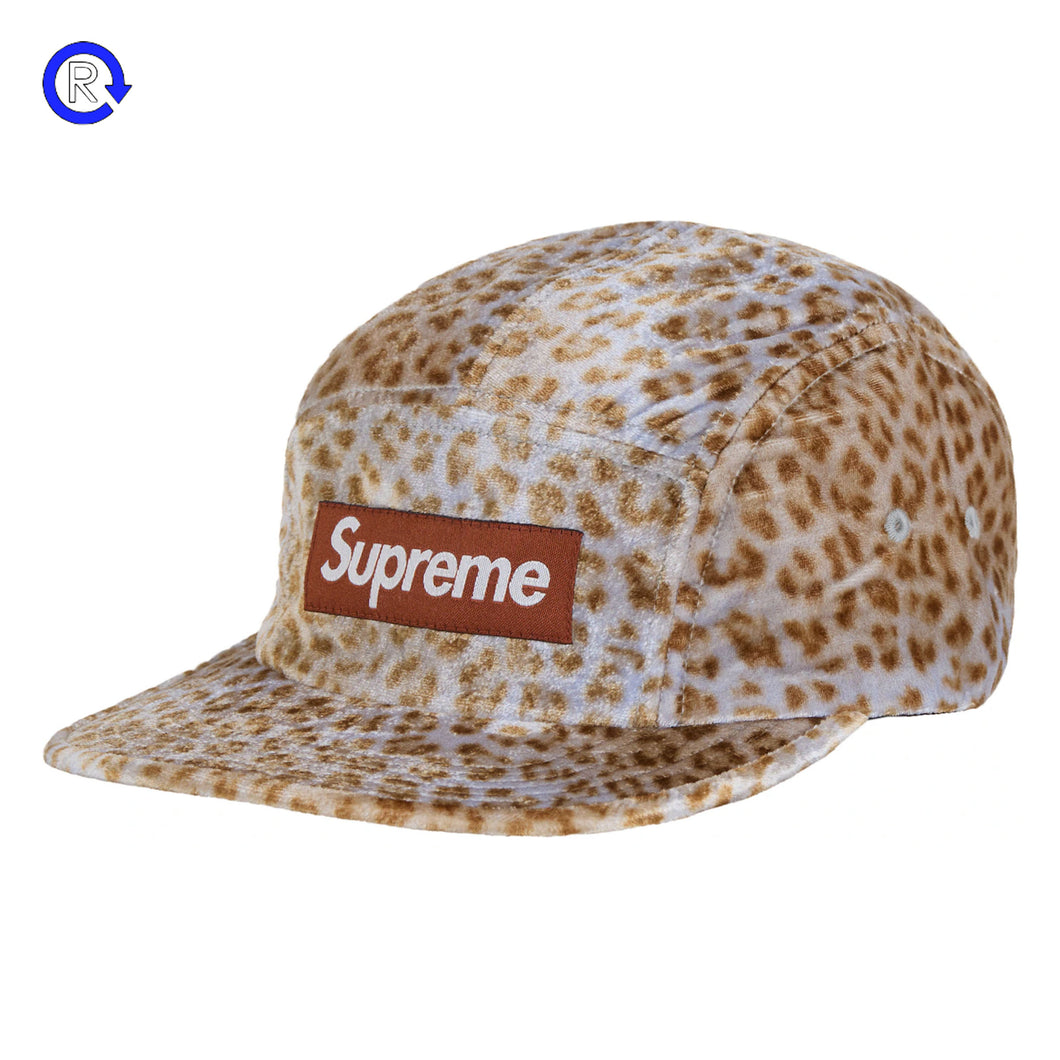 Supreme Tan Leopard Velvet Camp Cap (SS24)