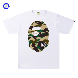 Bape White/Yellow Camo Big Ape Head Tee