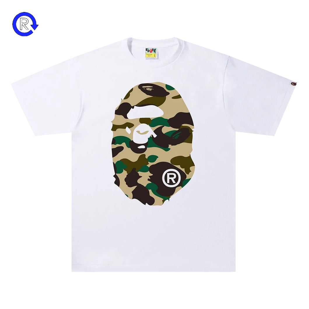 Bape White/Yellow Camo Big Ape Head Tee