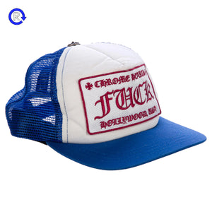 Chrome Hearts CH Blue Fuck Hollywood Trucker Hat