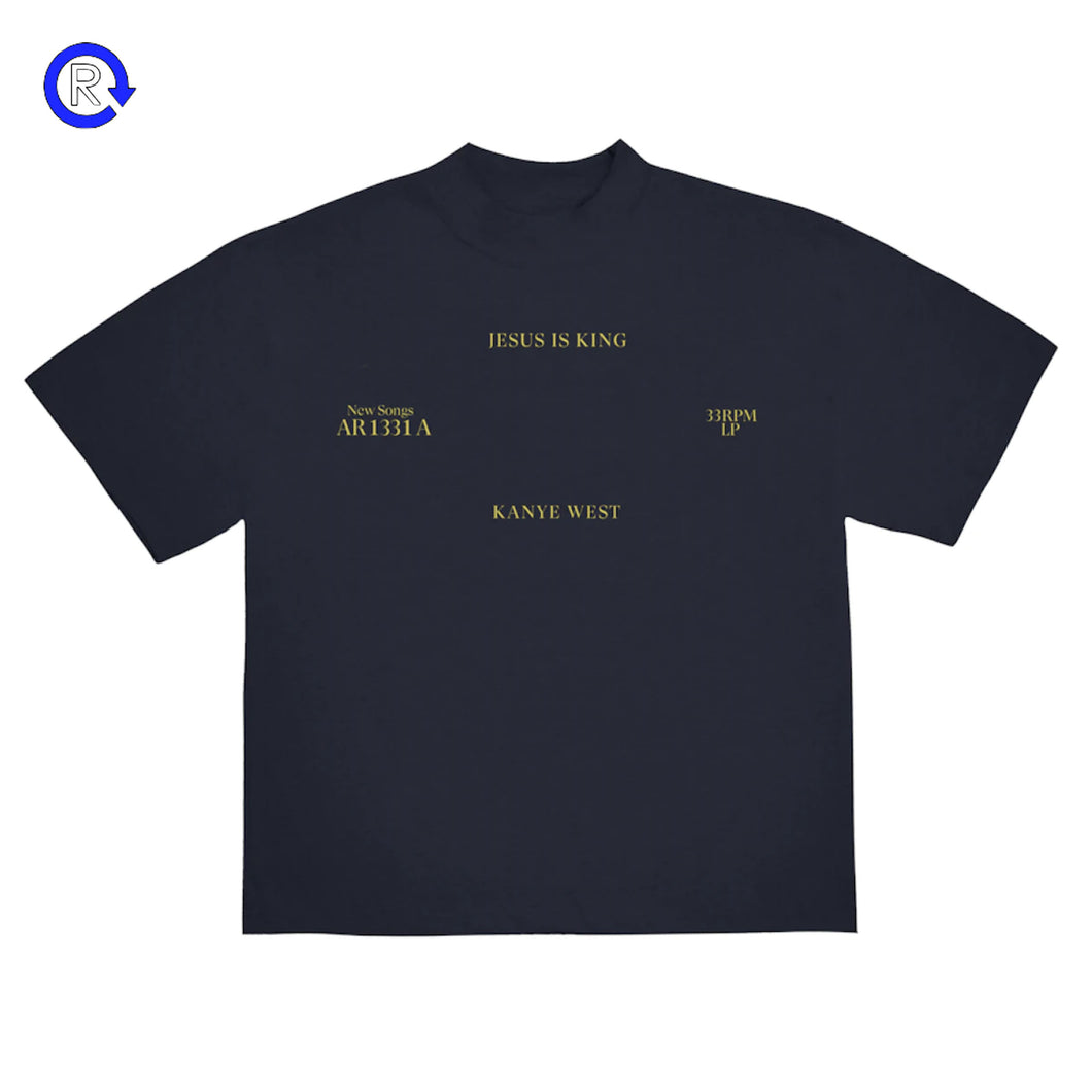 Kanye West Navy Jesus Is King Vinyl I Tee (ATL)