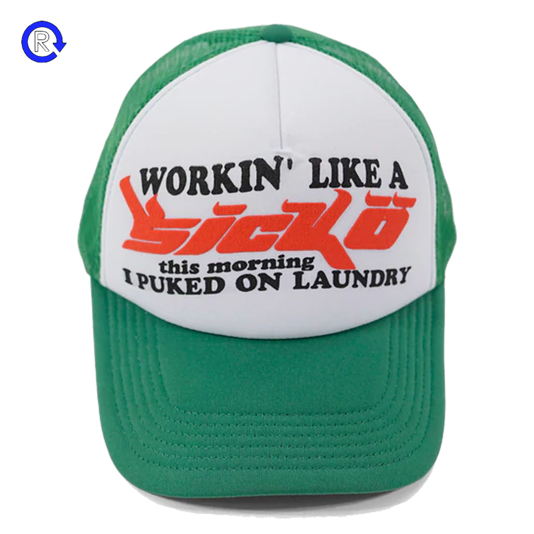 Sicko White/Pine Green Laundry Trucker Hat (ATL)