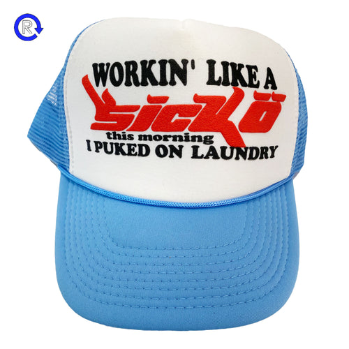 Sicko White/Baby Blue Laundry Trucker Hat (ATL)