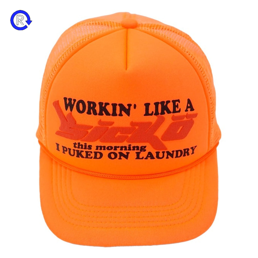 Sicko Neon Orange Laundry Trucker Hat (ATL)