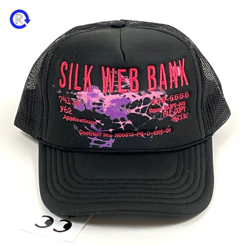 Spider Worldwide Black Silk Web Bank Trucker Hat