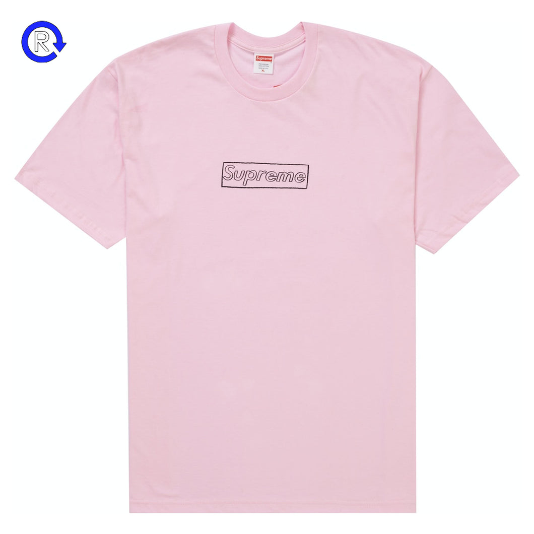 Supreme Light Pink Kaws Chalk Box Logo Tee (SS21)